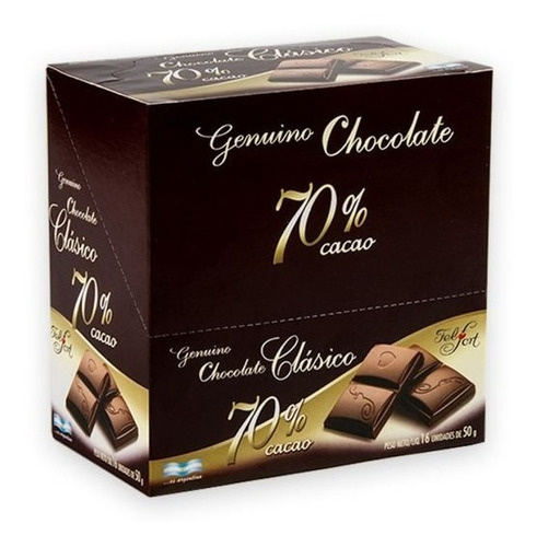Chocolate 70% Cacao Felfort Display 50gr X 16u