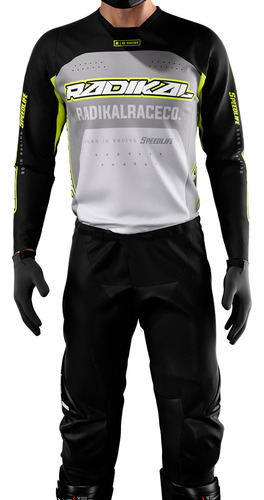 Conjunto Radikal Racing Concept Gris 2.0 / Negro Mx Atv 2023