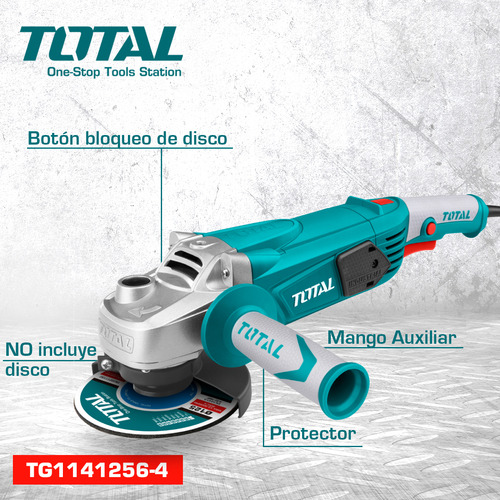 Imagen 3 de 6 de Amoladora Angular Total 1400w Para Discos 115mm 125mm
