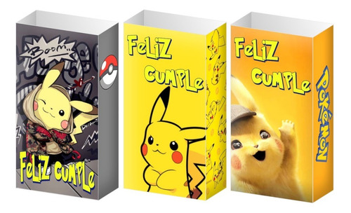 Bolsitas De Cumpleaños Personalizadas X40u Pikachu, Pokemon