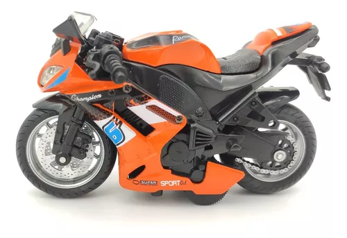 Miniatura Moto Corrida Metal C/ Som E Fricção Brinquedo 1:14