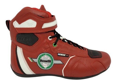 Bota Moto Ruta Facus B02 Benelli Roja Con Blanco