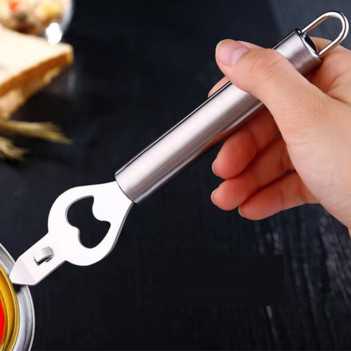 Abridor De Lata E Garrafa Aço Inox Manual Com Cabo