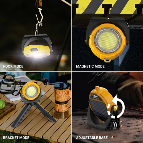 Lámpara Solar Cob Tipo C, Linterna Recargable Con Cola Magné