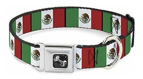 Hebilla Abajo Collares Bandera Mexicana Perro