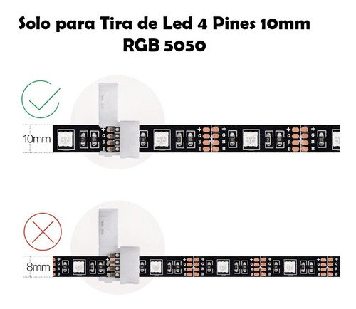 Imagen 4 de 9 de 10 X Conector Doble Hebilla Para Tira De Led 5050 Rgb