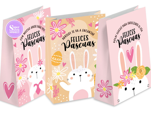 Kit Imprimible Bolsitas Simples Pascuas Lindos Conejitos