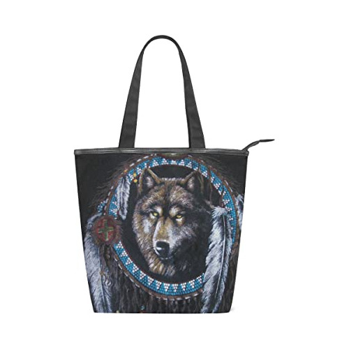 Wolf Bag Native American Purse Wolf Bolsos Mujer Zipper Tote
