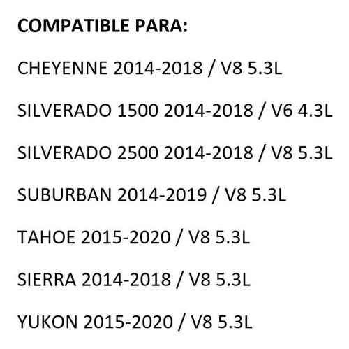 2x Inyector Gasolina 5.3l V8 Cheyenne 2014-2018 Np 12668390