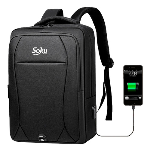 Soku Mochila Ergonómica Para Mac 15.6in Laptop Viaje Comoda Color Negro Diseño de la tela Liso