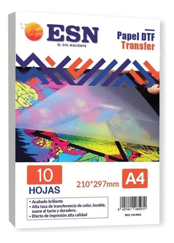 Papel Film Dtf A4 10 Hojas - Direct To Film - Esn