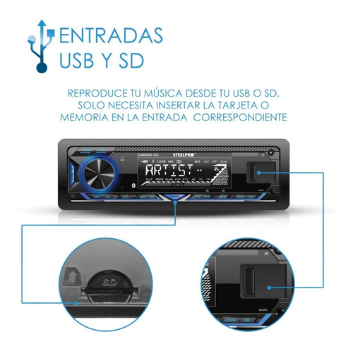 Imagen 7 de 9 de Autoestereo Amplificado Con Usb,sd,auxiliar Y Bluethoot