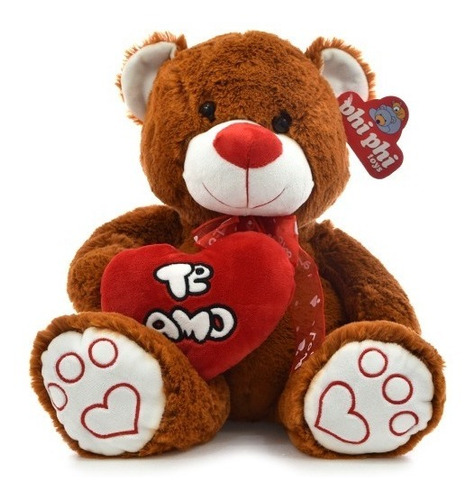 Peluche Oso 30cm Patas Marcadas Y Corazon Al Costado