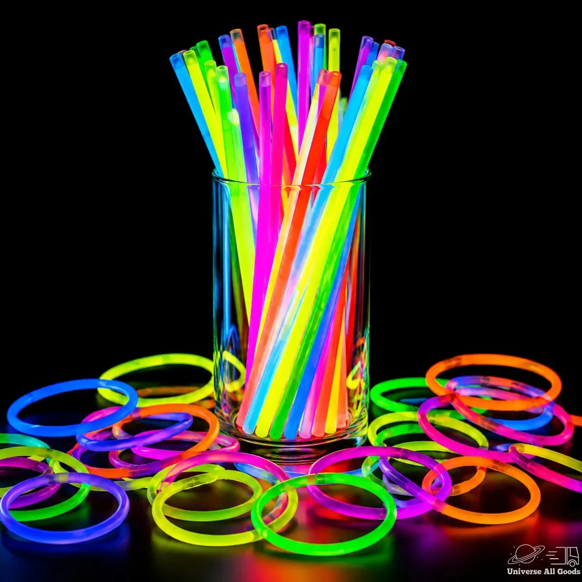 Pulseira Neon Kit 100 Unidades Festa Balada Casamento Adereços Fluorescente Led Show Luz Brilho