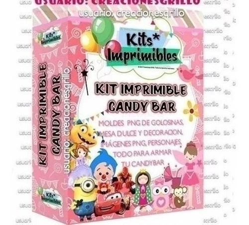Kit Imprimible Premium Candy Bar Personajes Fondos