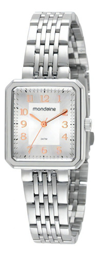 Relógio Mondaine Feminino Quadrado Analógico Prata 32358l0mvne2