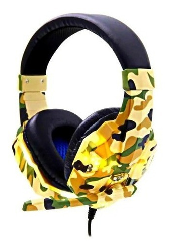 Auriculares Gamer Seisa Headset Led Camuflado Pc Microfono