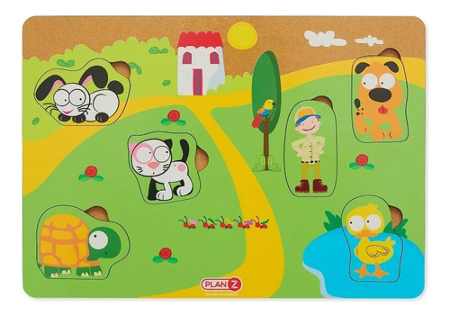 Puzzle Madera Encastre Simple Mascotas Infantil Niños