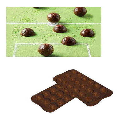 Forma 3d Silicone Mini Bombom Chocolate Futebol Silikomart