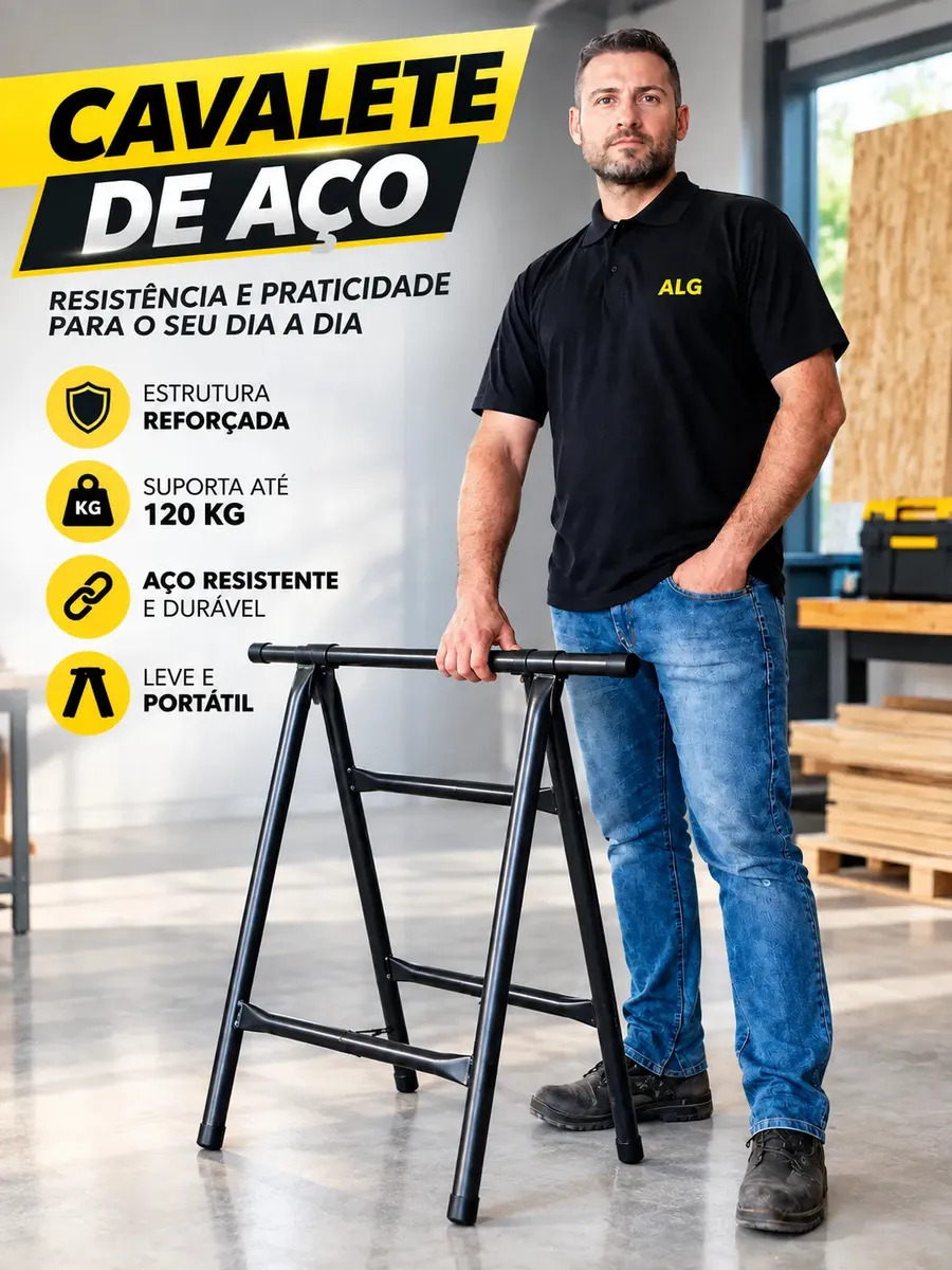 Cavalete Andaime Aço ALG Escadas 80x80cm Diâmetro 3.15cm 125kg