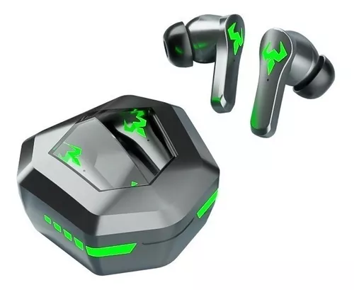 Audífonos in-ear gamer inalámbricos Occiam Gamer N35 N35 negro con luz  verde LED