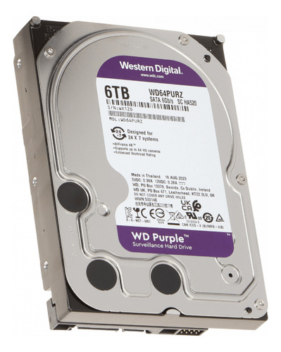 Disco Duro Interno Western Digital Purple Wd64purz 6tb Plateado