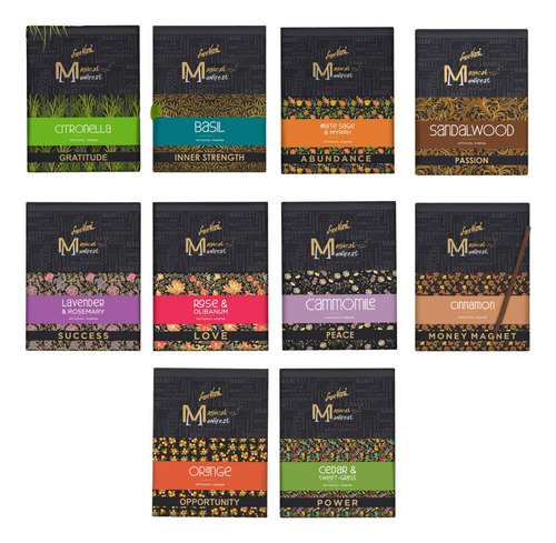 Kit 10 Incensos Natural Sreevani Magical Manifest 10 Aromas
