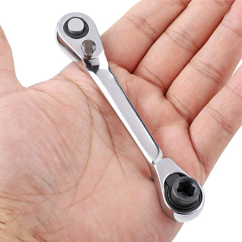 Llave De Trinquete 1/4 Mini Doble Cabeza 72 Dientes Y Destor