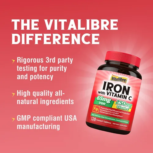 Suplemento De Hierro 65 Mg Con Vitamina C, Hierro Carbonilo