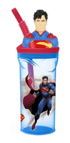 Vaso Infantil Con Tapa 3 D Superman Liga De La Justicia