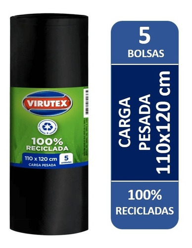 Imagen 1 de 1 de Bolsa Basura Virutex Biorollo 110x120 Cm X5 Un Carga Pesada