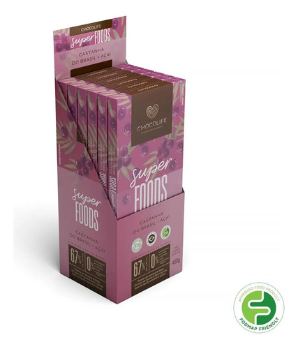 Barra De Chocolate 67% Cacau Castanha Do Brasil Sem Açúcar