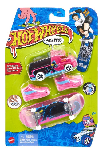 Patineta Skate Para Dedos + Sneakers + Auto Hot Wheels