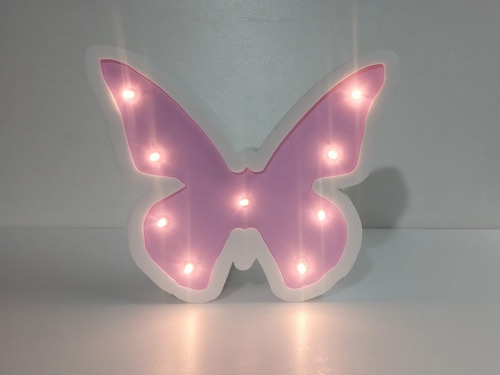 Mariposa Con Luces Led Luminoso Candy Bar Rosa