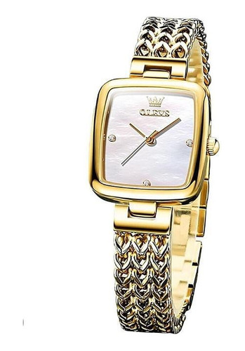 Reloj Mujer Blanco Nacre Oro Elegante Moderno Calidad Lujo