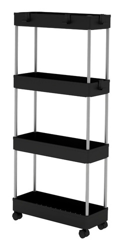 Mu:4life Organizador Carrito Estrecho: Cocina/baño 4 Niveles Color Negro