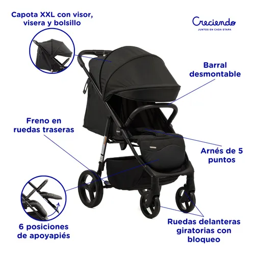 Coche Cuna Bebé De Paseo Mega Baby Zeus Hasta 22 Kg Gris