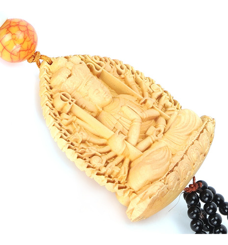Colgante Para Coche De Madera De Boj De Color Amarillo Con F