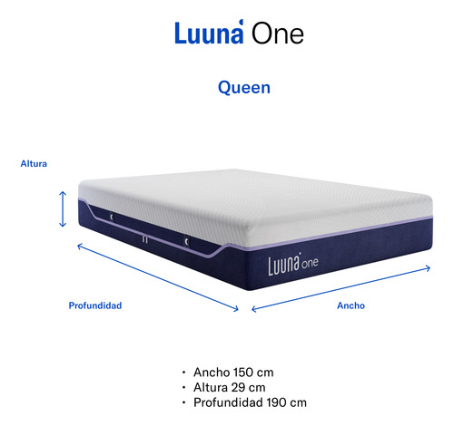 Colchón Queen Size Luuna One Firme, En Caja, Memory Foam Blanco