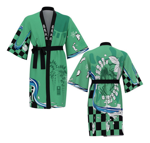 . Bata Tipo Kimono De Tanjiro Kamado, Disfraz De Pijama De