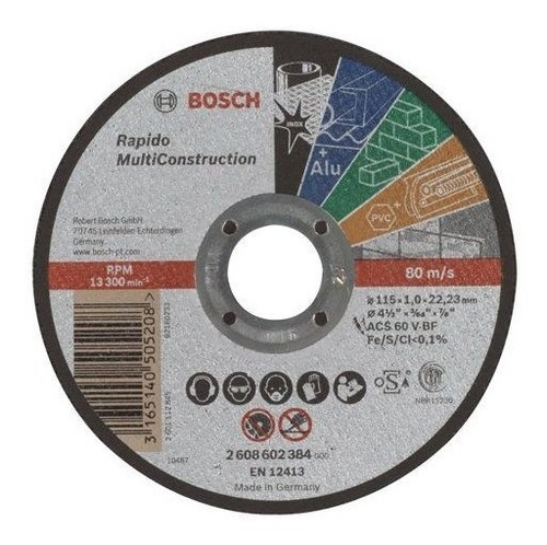 Kit Disco Corte 4.1/2 1mm 2t Multimaterial Expert Bosch 25un