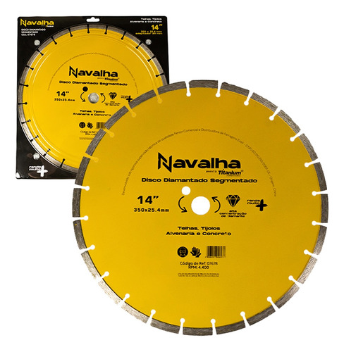 Disco Diamantado Navalha Segmentado 14pol 350x10x25,4mm