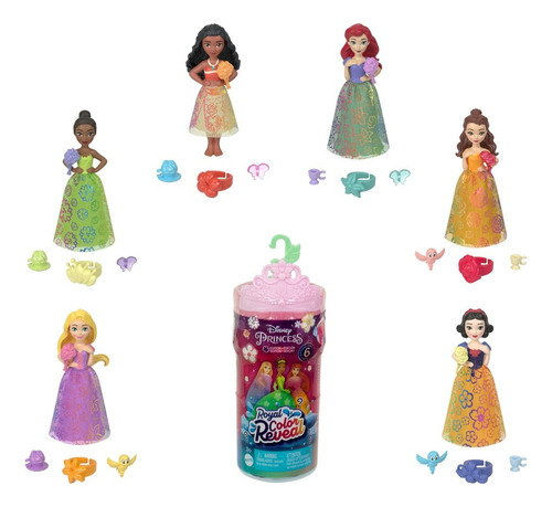 DISNEY Princesa, Muñeca Color Reveal Fiesta Floral, Juguetes Mattel, 3 Años+