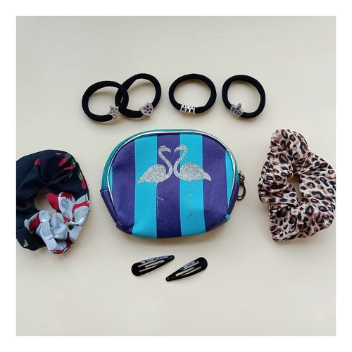 Set Neceser Porta Cosmeticos Scrunchie Hebillas Clip Cabello