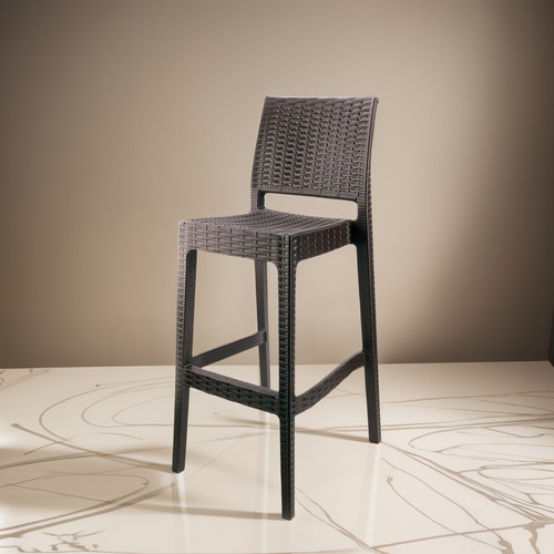 Silla Banqueta Bar Alta Luxe Símil Ratan Moderna X2 Unidades Rattan Café
