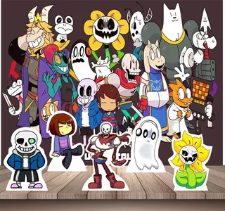 Kit Decoração De Festa Painel + Displays De Mesa Undertale