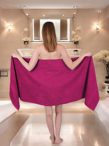 Toalla De Baño Unisex 100% Algodón Amplia Secado Rápido Bugambilia Lisa