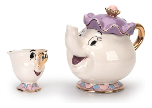 Juego De Tazas De Cerámica Con Tetera De La Bella Y La