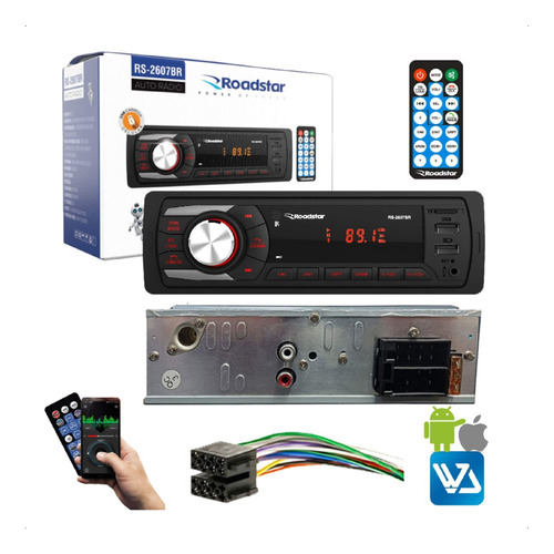 Rádio De Carro Bluetooth 1 Din Usb Fm Sd 3 Cor Controle App