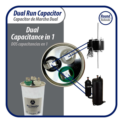 Appli Parts Condensador Capacitor De Marcha 70+5 Mfd Uf